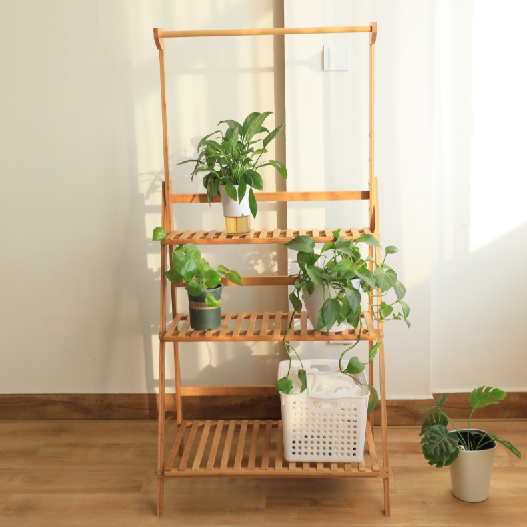 Bamboo flower shelf multi-layer floor shelf foldable flowerpot shelf