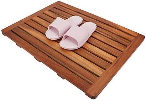 Teak Wood Bath Mat, Shower Mat Non Slip for Bathroom, Wooden Floor Mat Square Large for Spa Home or Outdoor