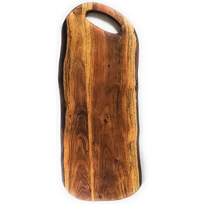 Extra Large Premium Natural Live Edge Acacia Charcuterie Cheese Board Serving and Cutting Tray with Round Handle