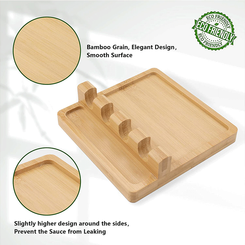 Bamboo scraper Spoon Rest Spatula Ladle Holder Utensil Spoon Rest Holder  is applicable to kitchen counter