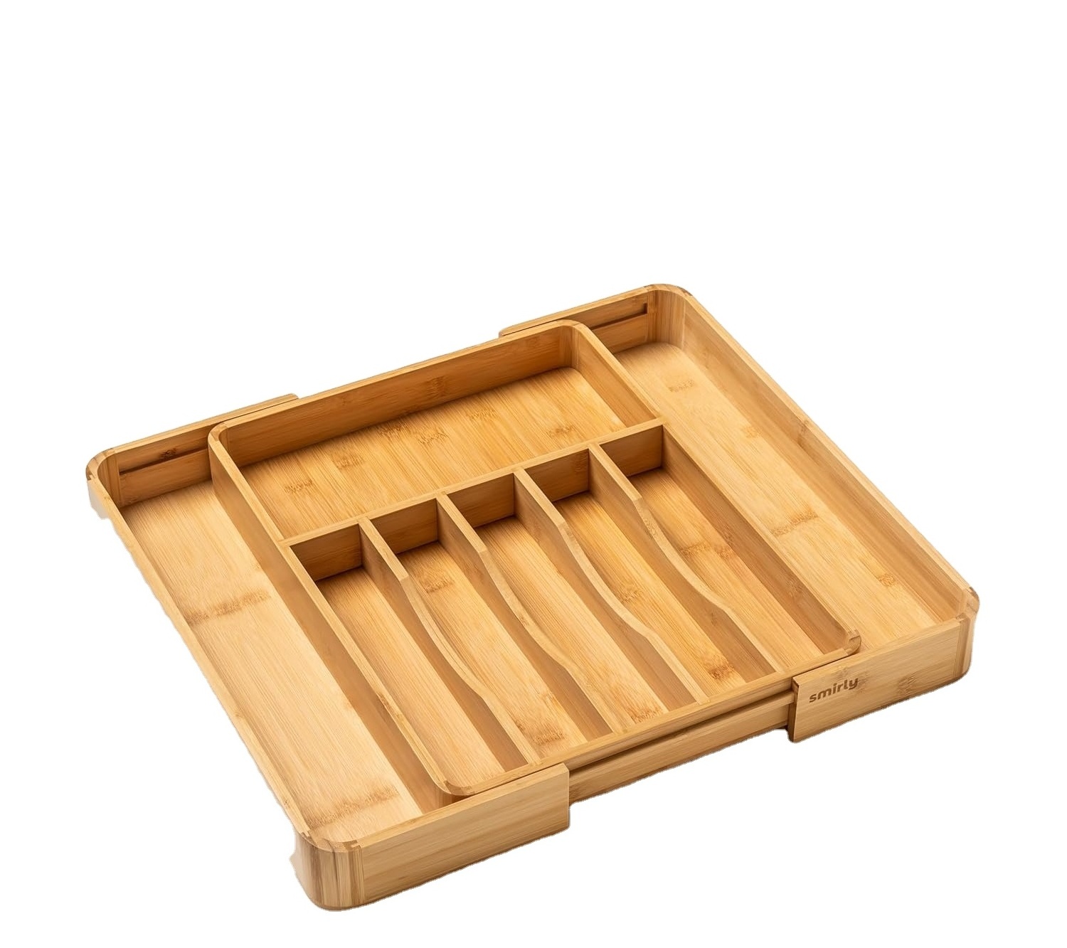 Expandable Bamboo Kitchen Drawer Organizer for Cutlery and Utensils, Adjustable Bamboo Wood Cutlery Tray in Drawer for Flatware