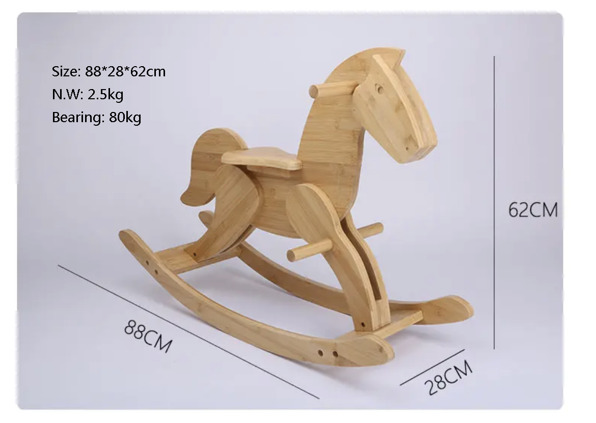 Baby toy bamboo rocking chair solid wood rocking horse wooden pony toy