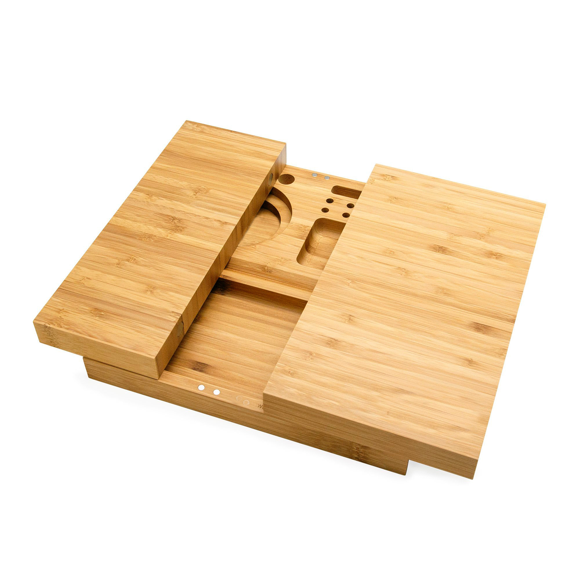 Raw triple flip magnetic bamboo rolling tray with Built-in Ashtray use for Cigarette and cigar