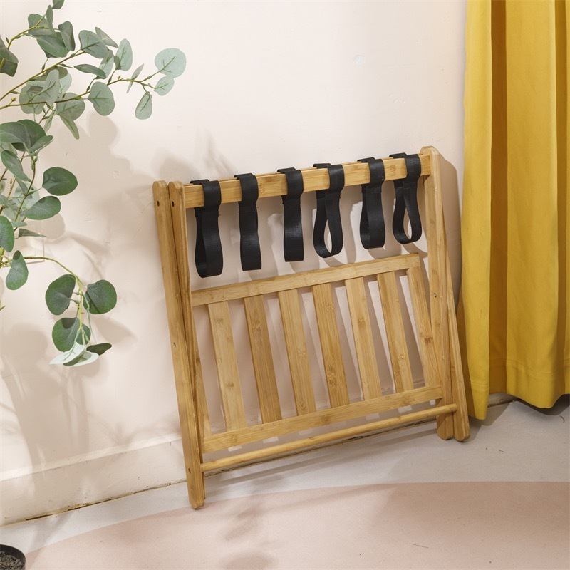 Guest room hotel furniture bamboo wooden Hotel bedroom luggage folding rack household shoe rack