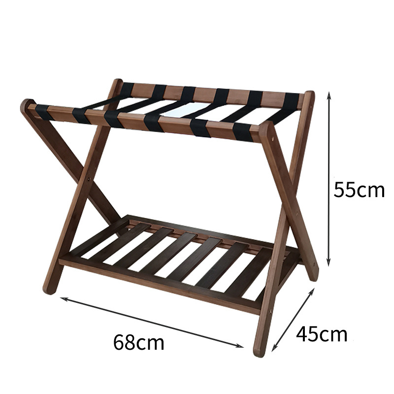 Hotel luggage rack white and walnut color shelving rack Folding storage rack Household slippers shelf