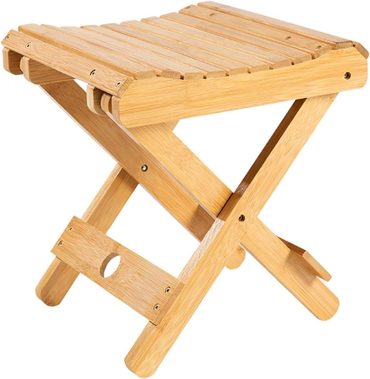 Bamboo Folding Stool,Wood Bathroom Shower Stool Home Portable Folding Shower Seat Shaving Shower Foot Rest Collapsible