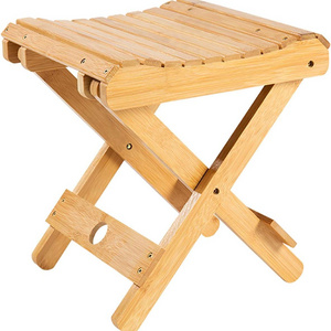 Bamboo Folding Stool,Wood Bathroom Shower Stool Home Portable Folding Shower Seat Shaving Shower Foot Rest Collapsible