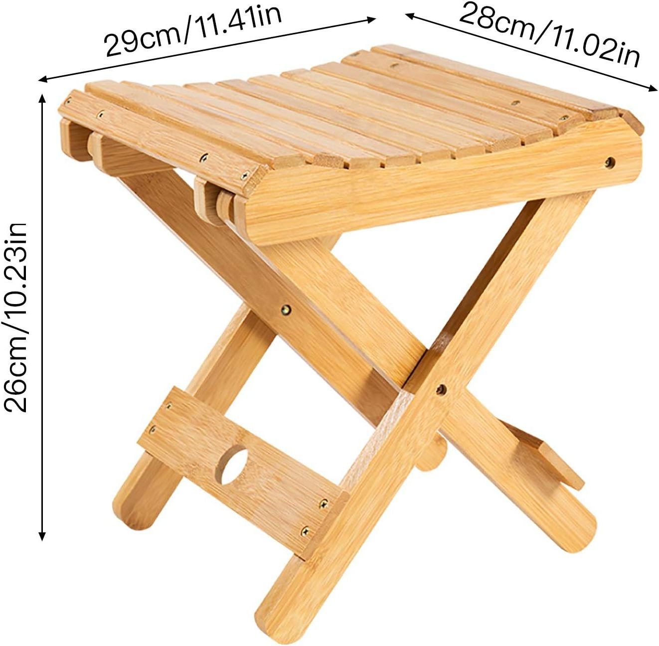 Bamboo Folding Stool,Wood Bathroom Shower Stool Home Portable Folding Shower Seat Shaving Shower Foot Rest Collapsible