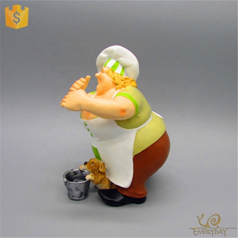 ED11060A Master Chef Statues, Fat Chef Kitchen Decor, Fat Chef Figurine Statues