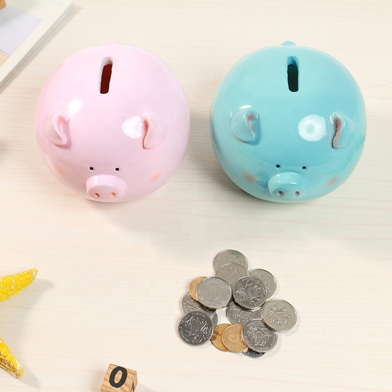 Cqg002 Cute 4.5 Inch Tall Pig Animal Shape Piggy Banks, Resin Money Saving Box For Kids