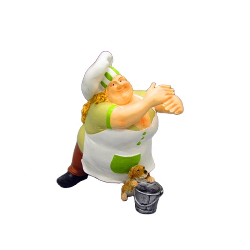 ED11060A Master Chef Statues, Fat Chef Kitchen Decor, Fat Chef Figurine Statues