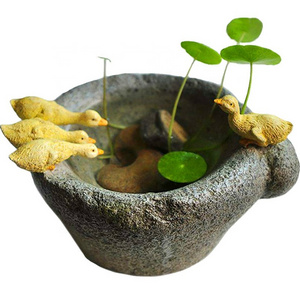 Z10498A Cheap Home Decor Resin statue Handmade Duck Flower Small Pots Plant Indoor Planter Plant Pot mini flower pot for bonsai