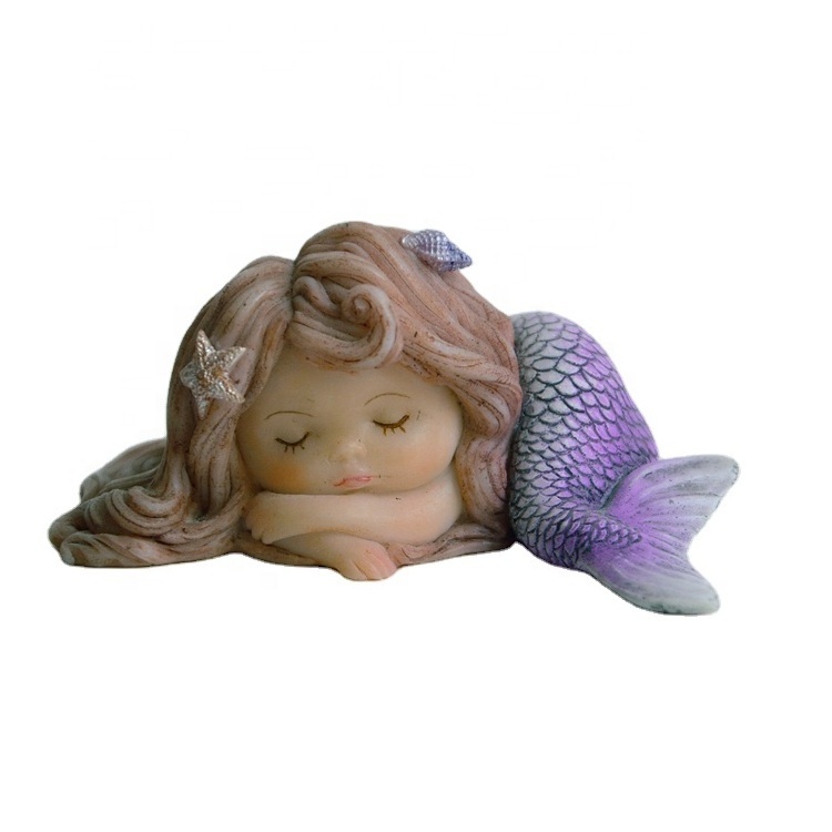 ED11409D OEM Accepted Craft Ornaments Gift Resin Mermaid Figurine Souvenirs Decoration Little Sleep Mermaid Statues Sale