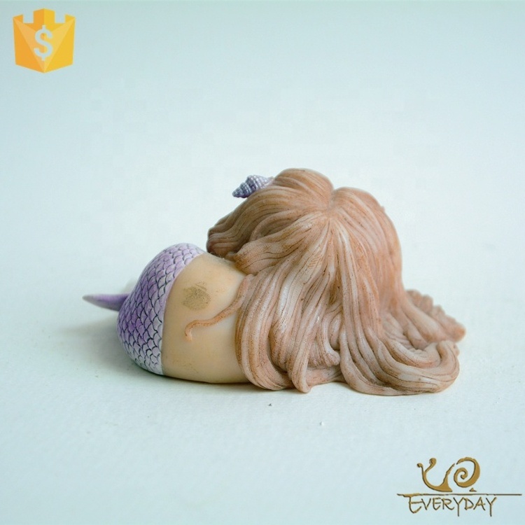 ED11409D OEM Accepted Craft Ornaments Gift Resin Mermaid Figurine Souvenirs Decoration Little Sleep Mermaid Statues Sale