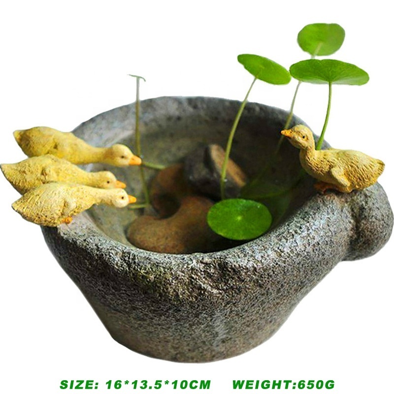 Z10498A Cheap Home Decor Resin statue Handmade Duck Flower Small Pots Plant Indoor Planter Plant Pot mini flower pot for bonsai