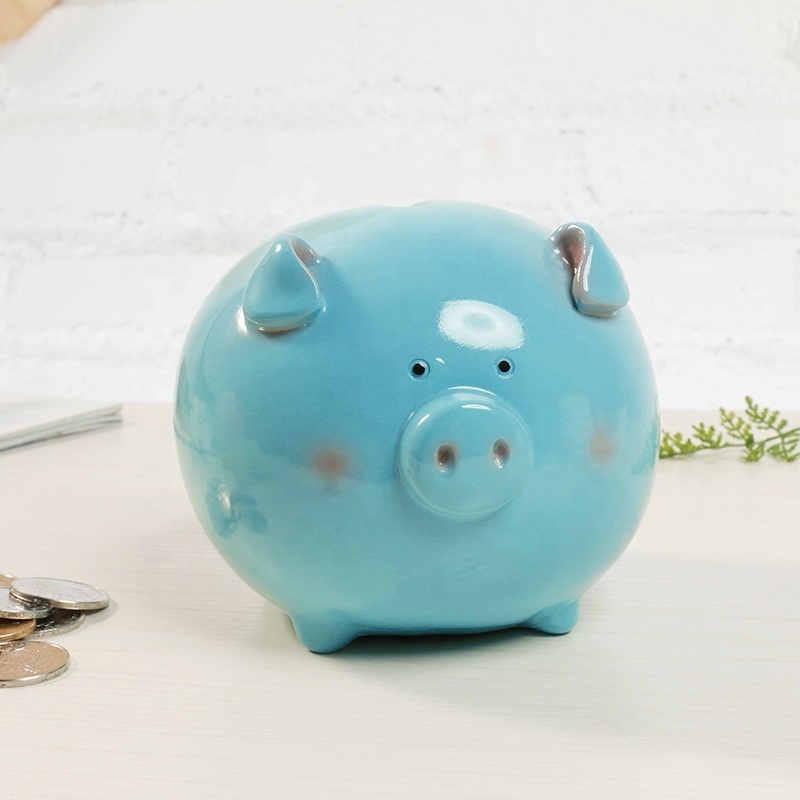 Cqg002 Cute 4.5 Inch Tall Pig Animal Shape Piggy Banks, Resin Money Saving Box For Kids