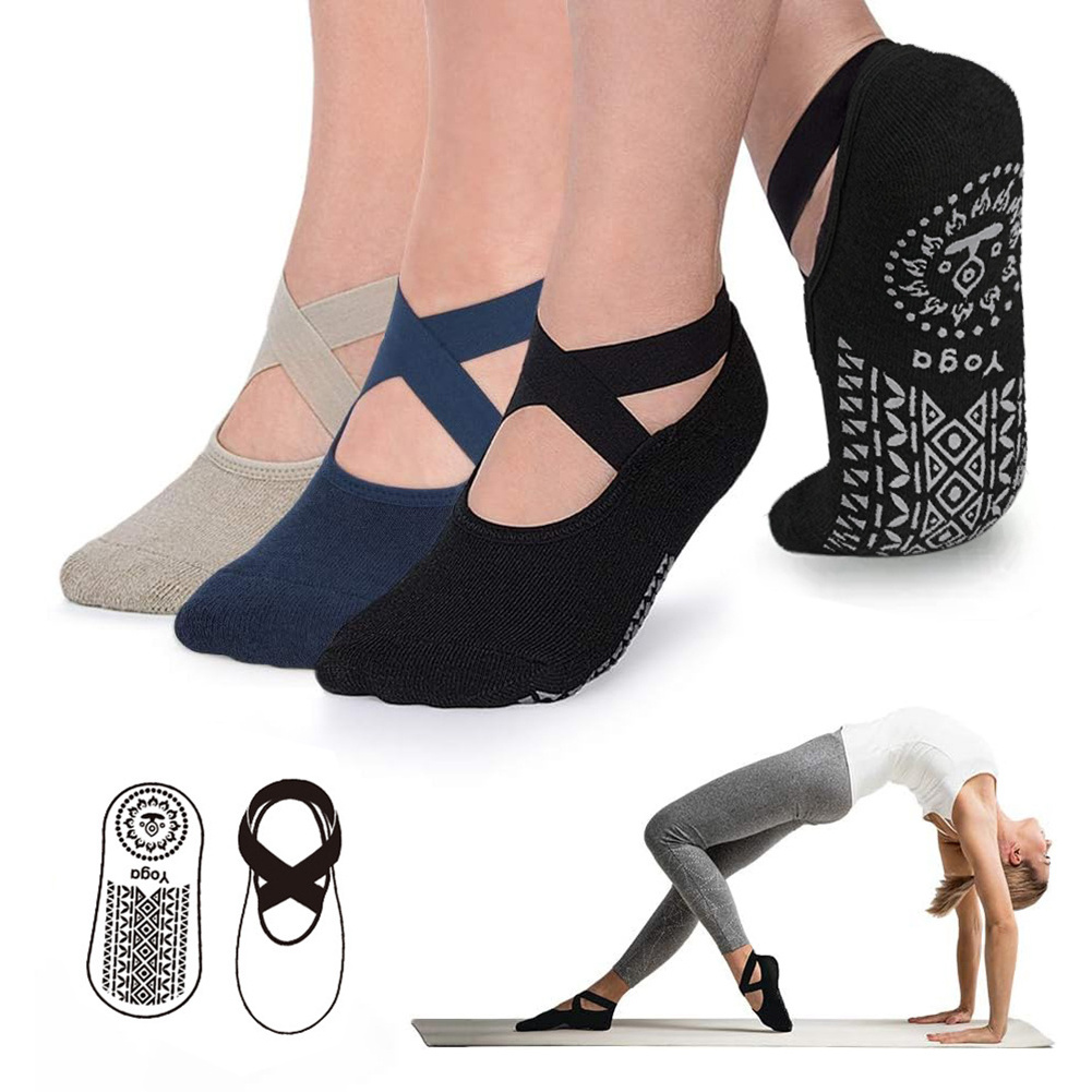 Wholesale Anti Slip Socks Non Slip  Gel Bottom Silicone Indoor Fitness Women Yoga Toe Pilates Sock