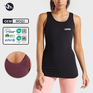 Custom Logo Fitness Crew Neck Grey Blank Comfortable Cotton Spandex Tank Tops For Women