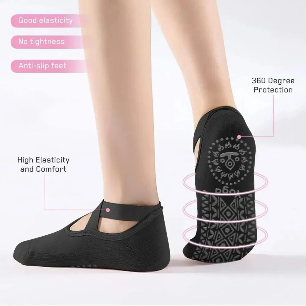 Wholesale Anti Slip Socks Non Slip  Gel Bottom Silicone Indoor Fitness Women Yoga Toe Pilates Sock