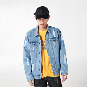 Bulk Wholesale Casual Clothing Vintage Plain Denim Jeans Jacket For Men