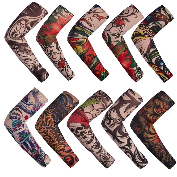 Sublimation Cooling Tatoo Sleeve Arm Sleeve Uv Protection Cycling Arm Compression Sleeve for Men Custom Logo Unisex for Adults