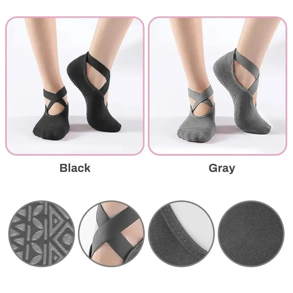 Wholesale Anti Slip Socks Non Slip  Gel Bottom Silicone Indoor Fitness Women Yoga Toe Pilates Sock