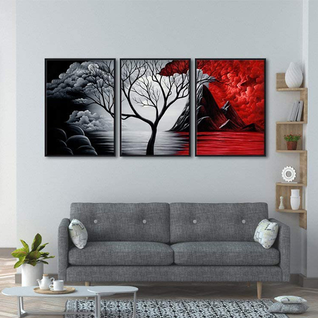 Art Extra Large Size Framed Canvas Art Prints Wall Art the Cloud Tree Abstract Pictures Paintings for Living Room Home Frame