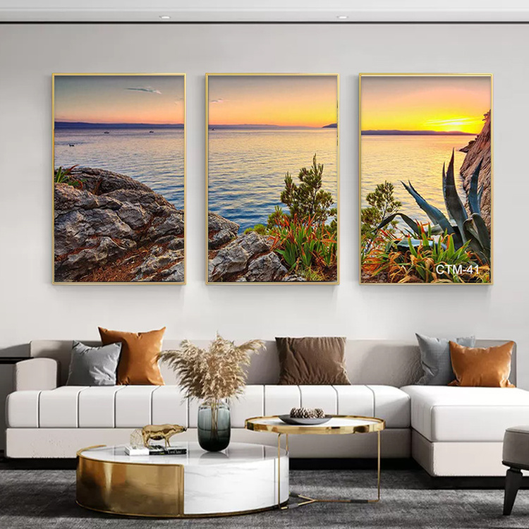 Wall Art For Living Room Beach Sunset Landscape Wall Decor for artwork Painting 3 Pieces Canvas Prints For bedroom Decor