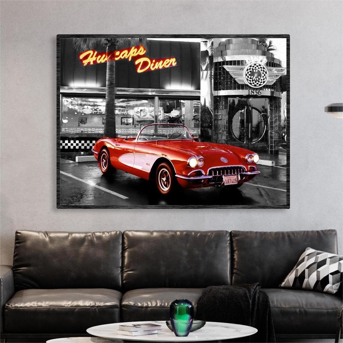 Wall Paintings Canvas Art Decor Red Car Leather Painting House And Hotel Decoration Interior Wall Art Home Decor