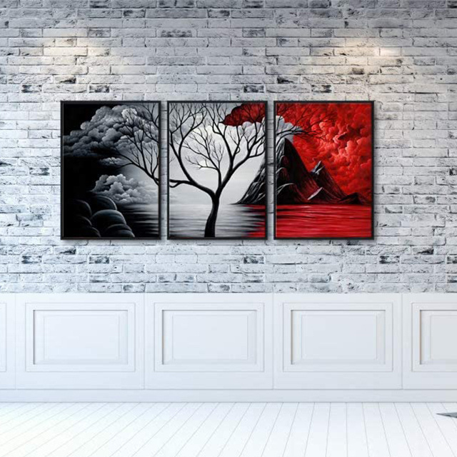 Art Extra Large Size Framed Canvas Art Prints Wall Art the Cloud Tree Abstract Pictures Paintings for Living Room Home Frame