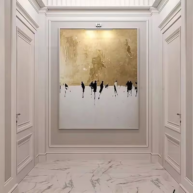 Custom Modern Abstract 100% Handmade Wall Canvas Painting Pictures Wall Art Canvas 3D Gold Foil Texture Hand Made Oil Painting