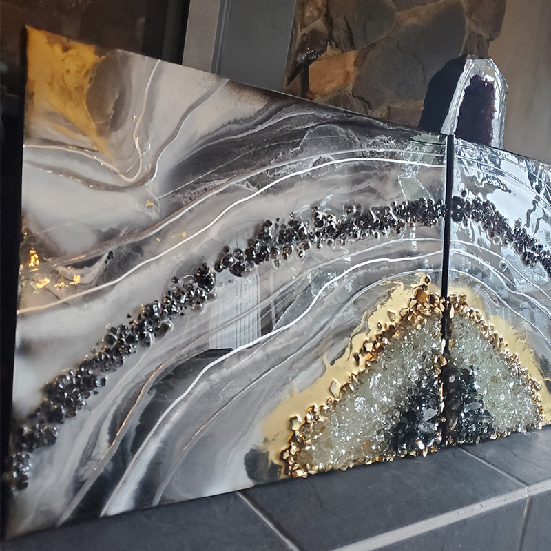 Wholesale Modern Abstract 3D Resin Painted Wall Art Luxury Rock Texture Home Decor Gifts Epoxy Wall Decor