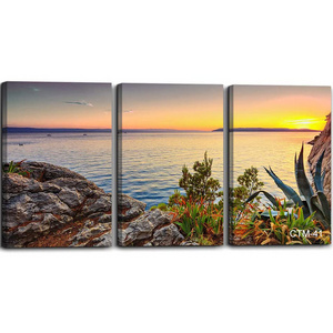 Wall Art For Living Room Beach Sunset Landscape Wall Decor for artwork Painting 3 Pieces Canvas Prints For bedroom Decor