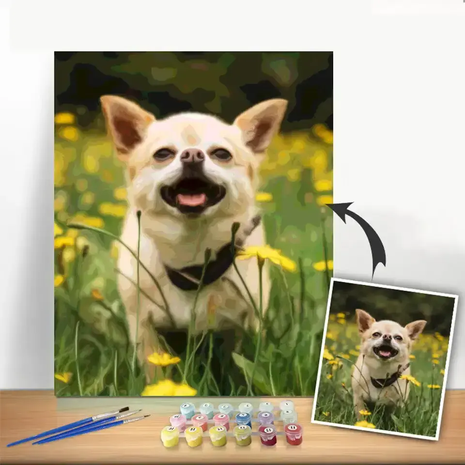 Factory High Quality 40x50cm Canvas Personalized Paint Portait Family Pets DIY Painting By Numbers Kit for Adult and Kid