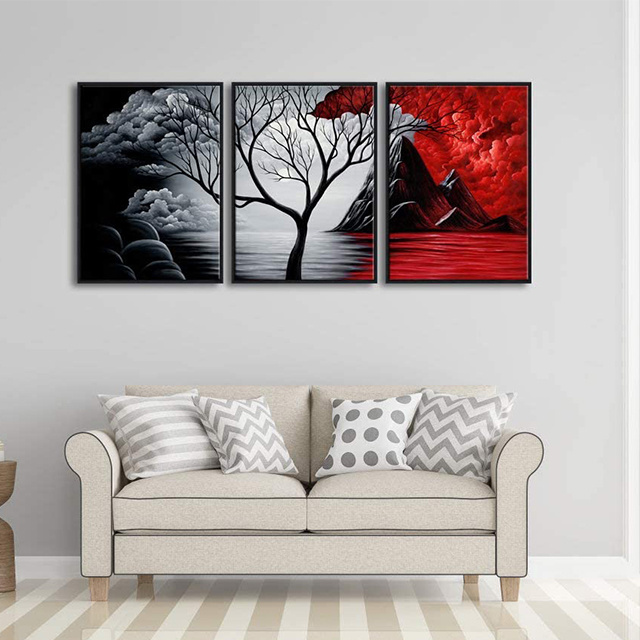 Art Extra Large Size Framed Canvas Art Prints Wall Art the Cloud Tree Abstract Pictures Paintings for Living Room Home Frame