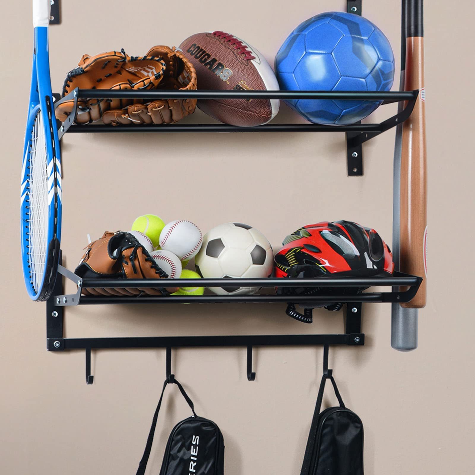 Badminton Racket 3 Separate Shelf Ball Rack Sport Equipment Organizer Football Basketball Rack Sports Equipment Storage Rack