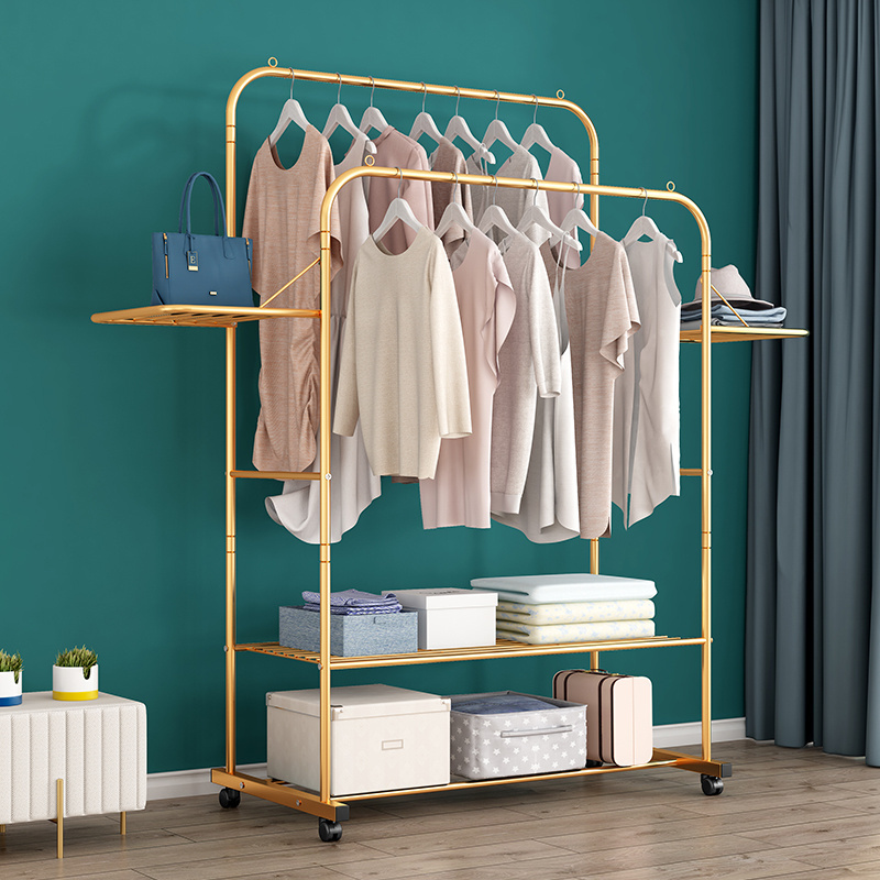 Bedroom modern simple clothes rack outside portable clothes rack standing gold luxury coat rack