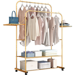 Bedroom modern simple clothes rack outside portable clothes rack standing gold luxury coat rack