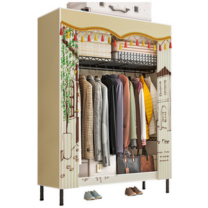 Custom Bedroom Fabric Wardrobe Portable Sliding Double Door Simple Storage Wardrobe metal almirah closet