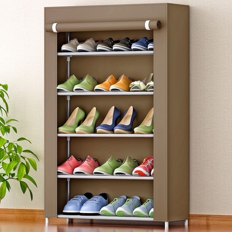 Living room furniture 5 layers cheap cloth shoe cabinet non-woven cover large capacity shoe stand porch shoe rack for sale