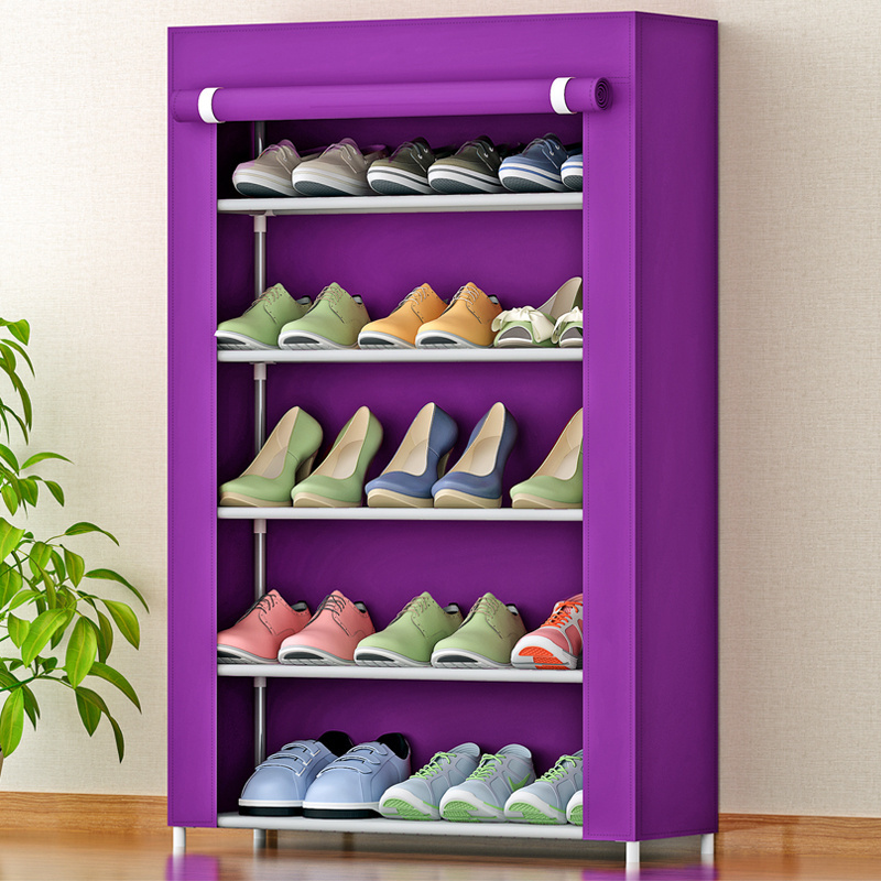 Living room furniture 5 layers cheap cloth shoe cabinet non-woven cover large capacity shoe stand porch shoe rack for sale