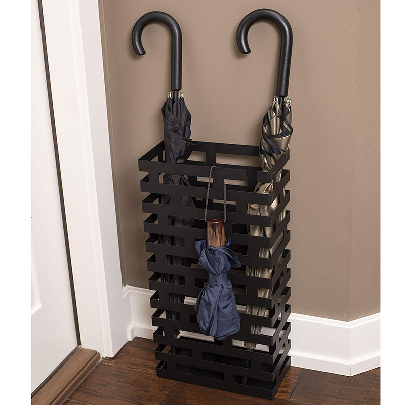 Household umbrella holder black umbrella storage rack removable water tray metal umbrella stand