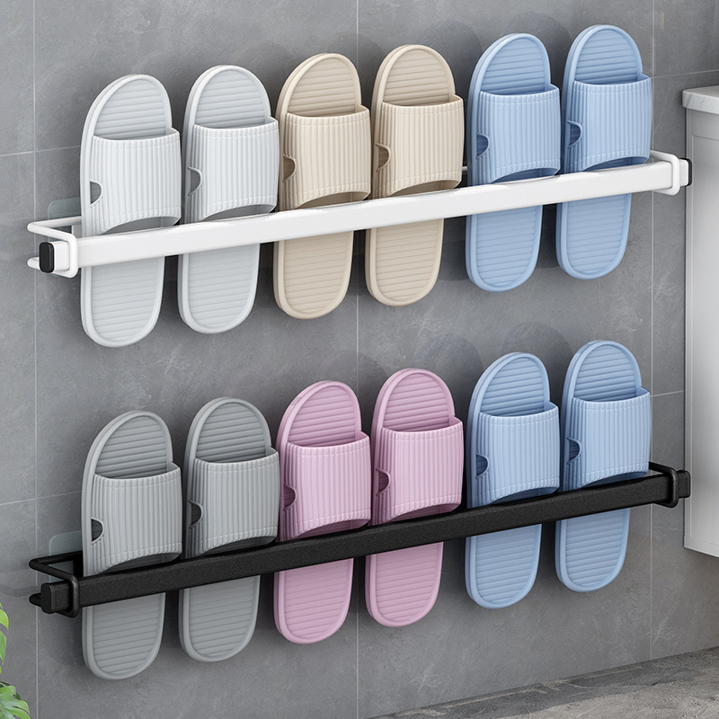 Multifunctional bathroom slippers rack toilet wall mounted slippers storage rack