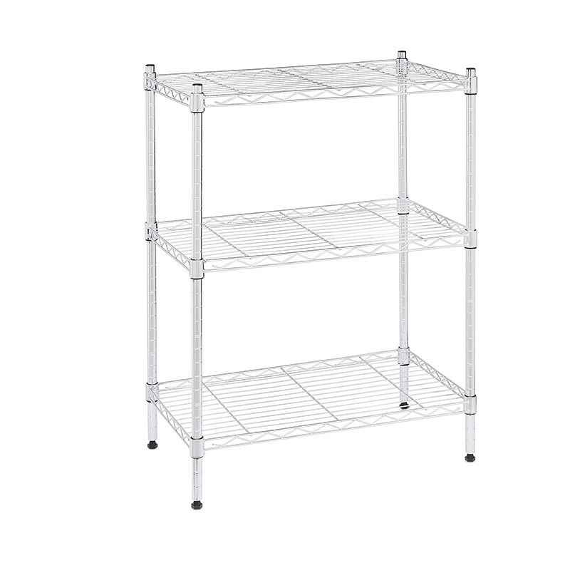 3 layer adjustable storage shelves heavy duty iron metal organizer rack  wire mesh storage rack with wheels