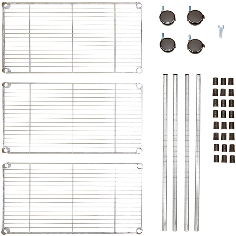 3 layer adjustable storage shelves heavy duty iron metal organizer rack  wire mesh storage rack with wheels