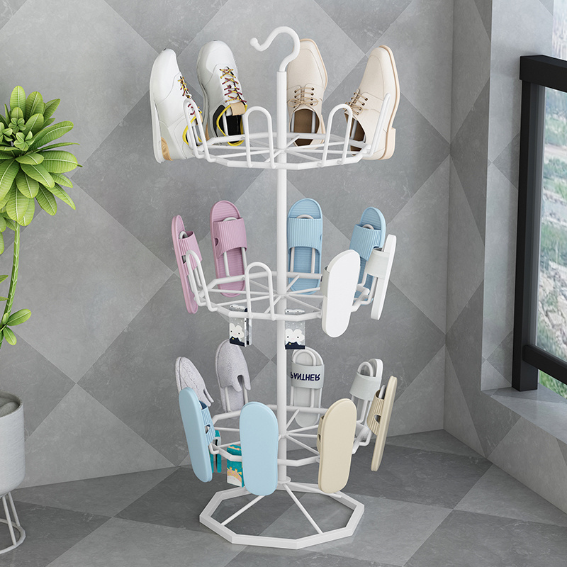 Factory low price metal shoe stand 3 layers rotating outdoor shoe drying rack shoe rack for home