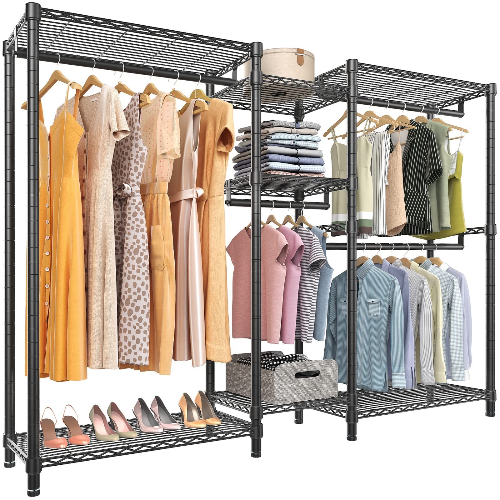 Suoernuo Metal Freestanding Perchero Closet Wardrobe Rack Hanging Clothes Garment Coat Rack For Bedroom