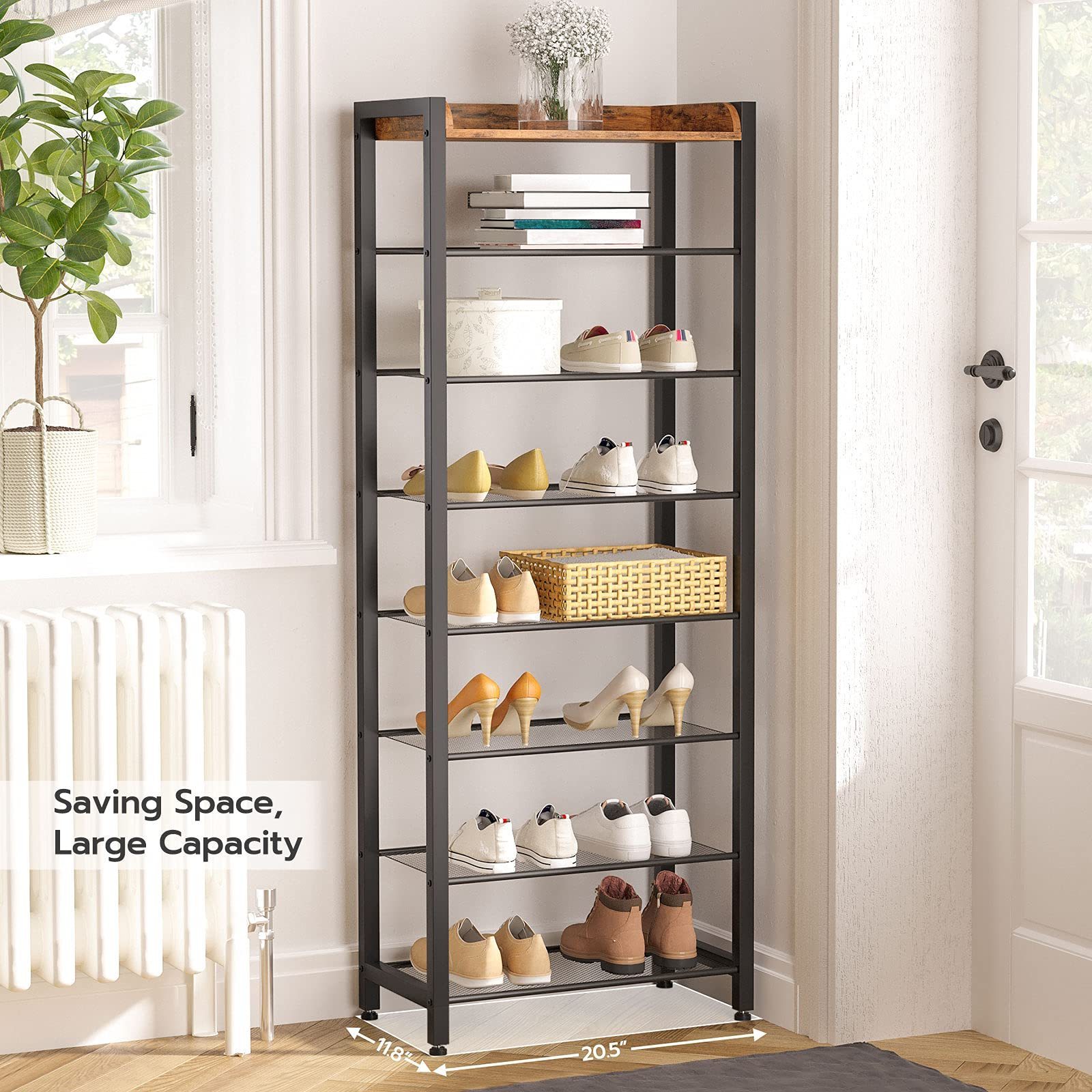 Suoernuo Scarpiera Hallway Living Room Sapateira Saving Space Stable Sturdy 8 Tier Narrow Shoe Storage Organizer Shoe Rack