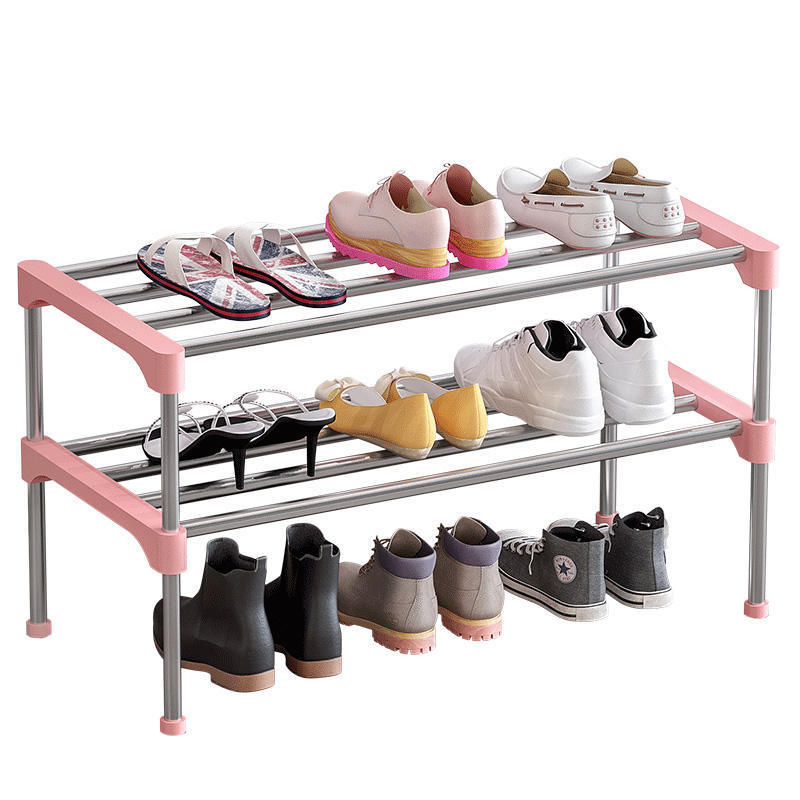 Wholesale Scarpiera Simple Galvanized Shoe Rack Stand DIY Stackable Metal Shoe Rack Entrance Floor Shoe Storage Rack