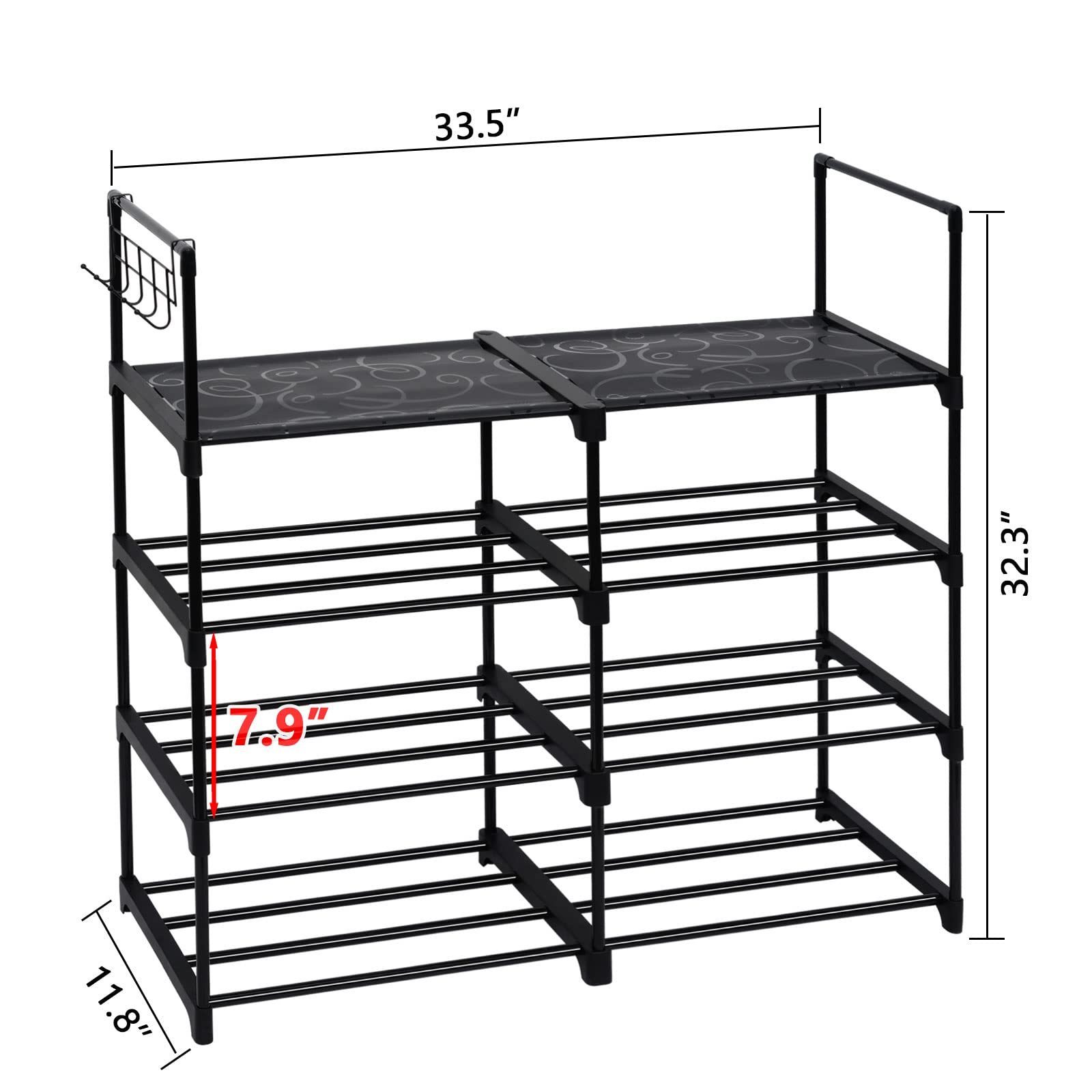 Suoernuo Cloakroom Hallway Sturdy Durable Metal Shoe Storage 16 Pairs Shoe Organizer 4 Tier Shoe Rack For Entryway